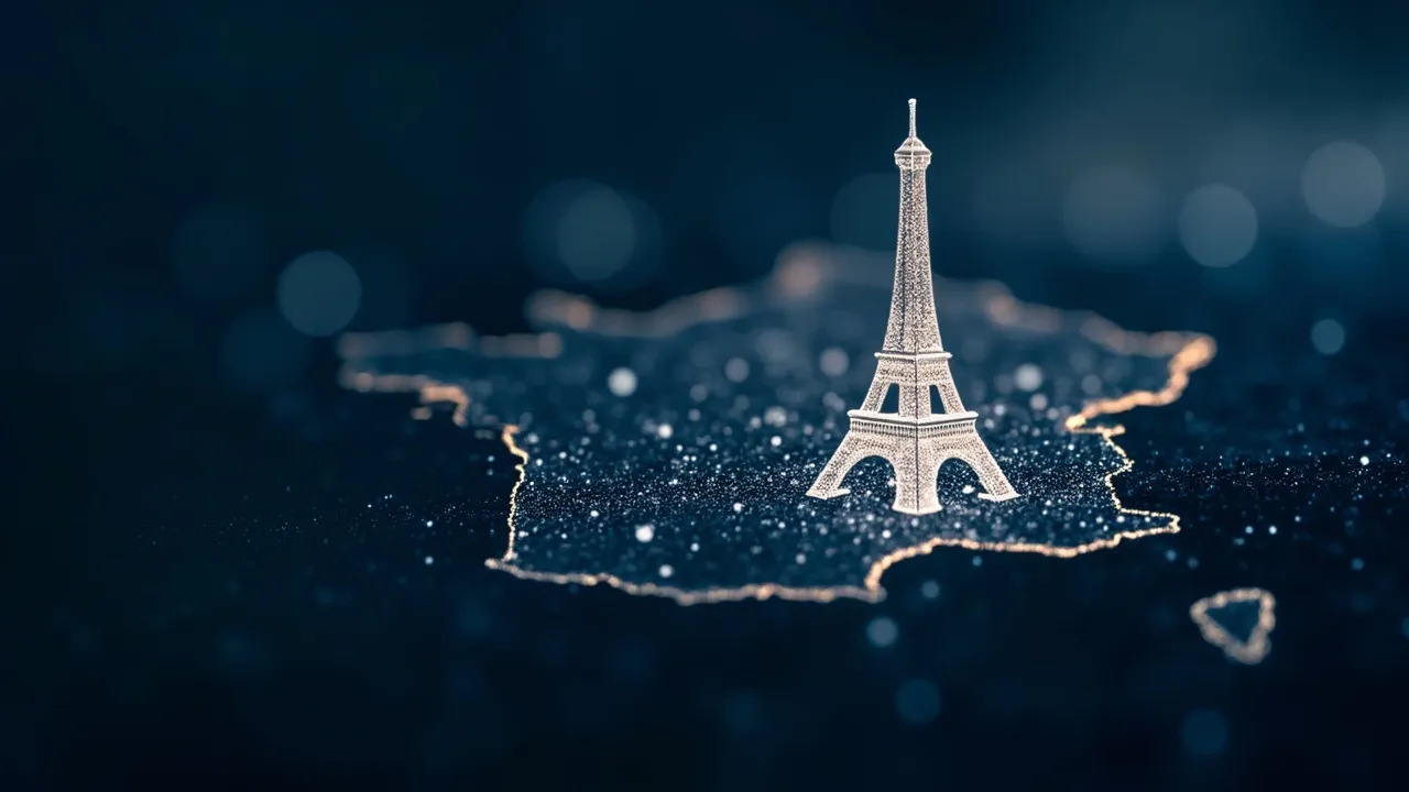 Image symbolique : une carte de France avec des connexions IA et une interface de chat